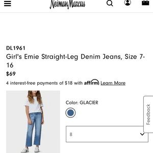 DL1961 Emile straight high rise jeans, size 12 GIRLS